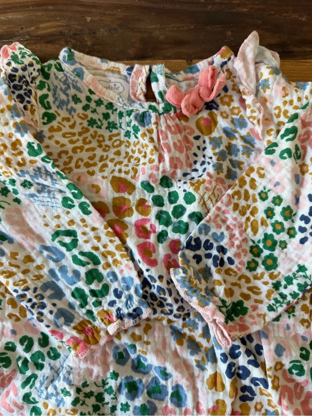 Mud Pie 6-9 MONTHS Multicolor Leopard Print Baby Romper